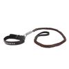 PU Leather Dog Collar Leash Set with Shock Absorbing Spring Braided Dog Training Leash for Medium