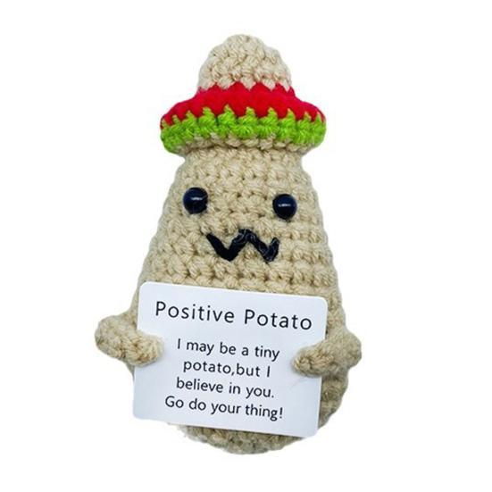 1/2 шт. вязаная крючком кукла-картошка позитивная жизнь вязаная держащаяся карточка-картошка мини рождественская настольная фигурка центральный элемент для декора вечеринки