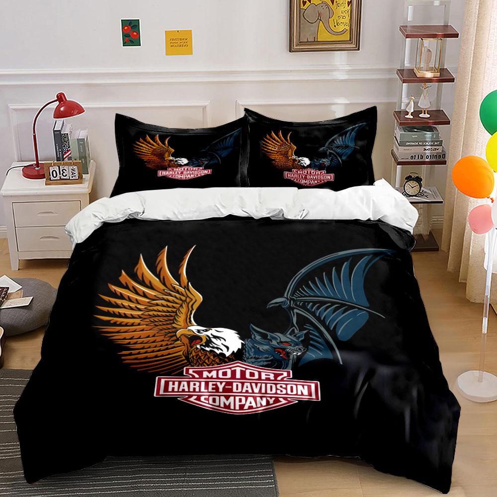 Eagle, bat, Harley-Davidson logo. Bedding sets Duvet cover sets Duvet covers Pillowcases(1*Duvet Cover 2*Pillowcases without duvet insert)