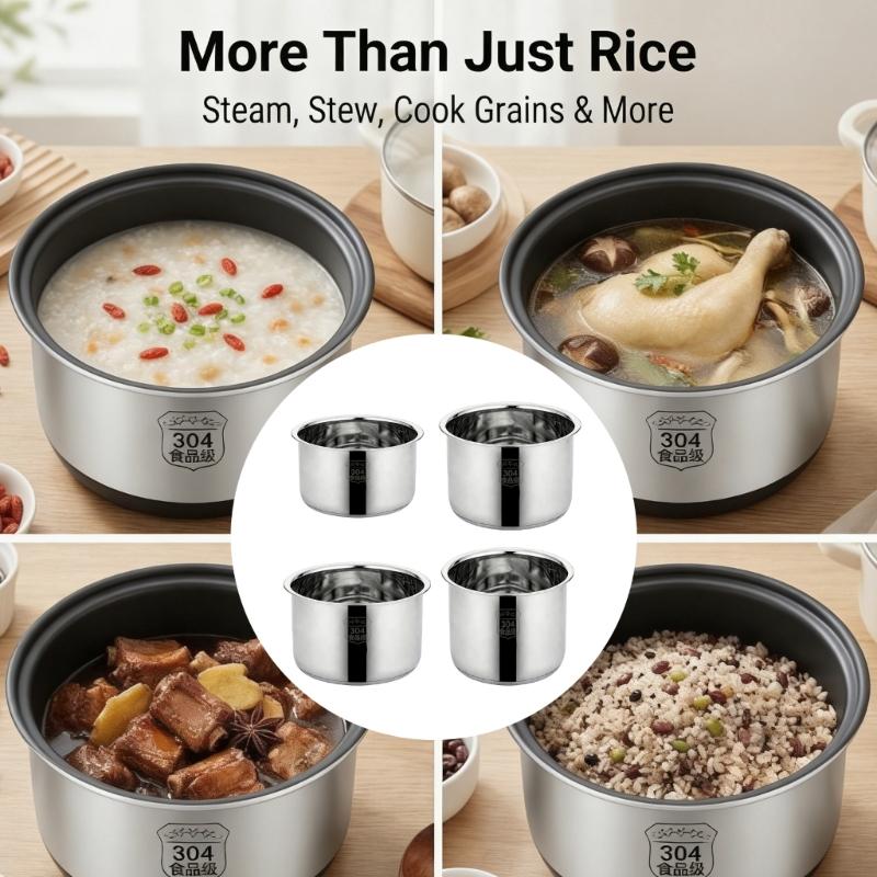 Внутренняя чаша рисоварки из нержавеющей стали, сменная антипригарная кастрюля для электрической рисоварки, легко моется