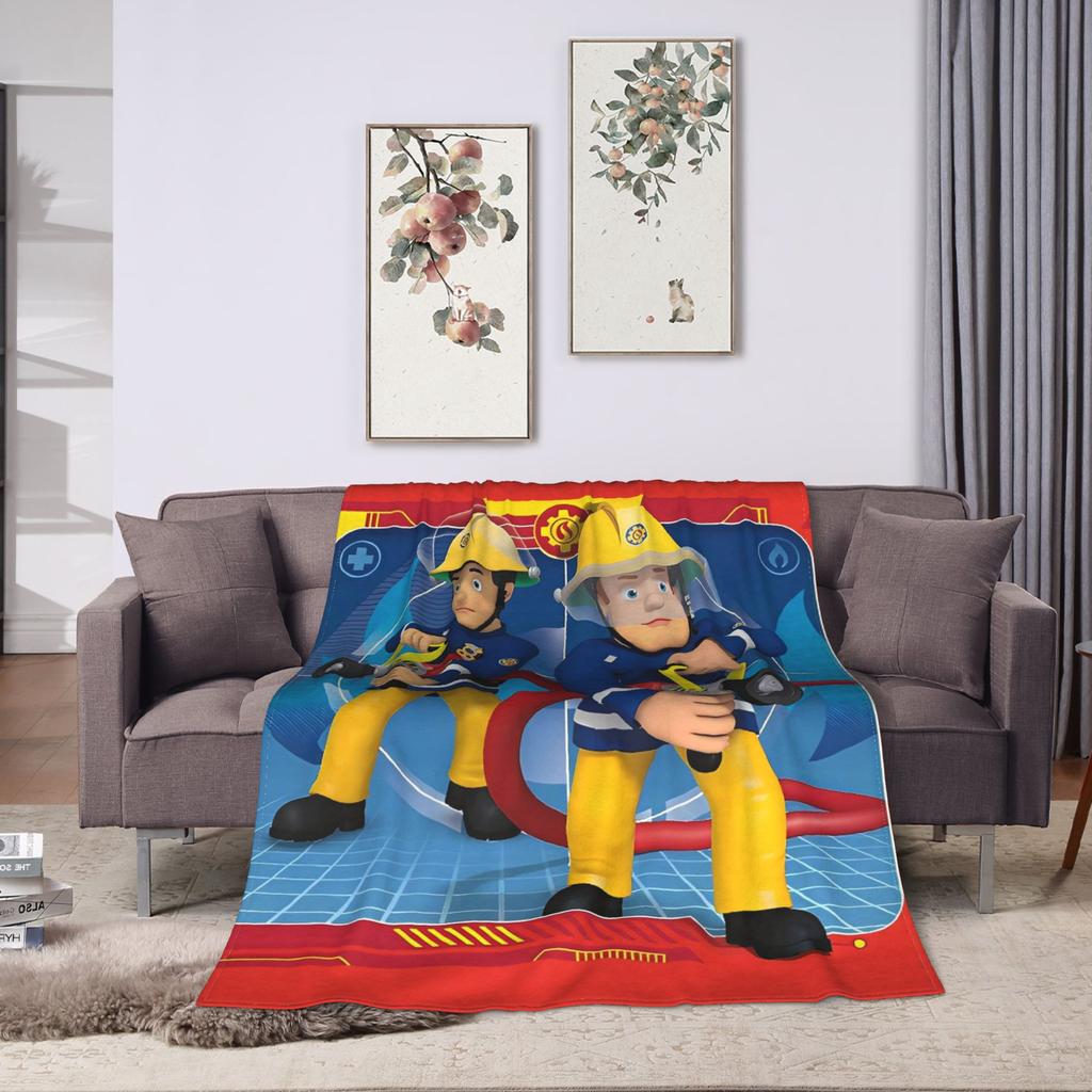 Firemans Sams Flannel Blanket Winter Super Warm Throw Blanket for Girls Boys Outdoor Pattern Bedspread Sofa Bed Cover
