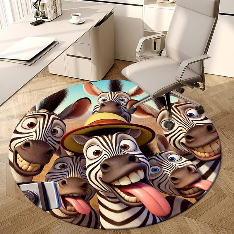 1pc Office Carpet Chair Mats Selfie with Zebras Perfect for Decorating Office Chairs, Living Rooms, Or Bedrooms.YDT117