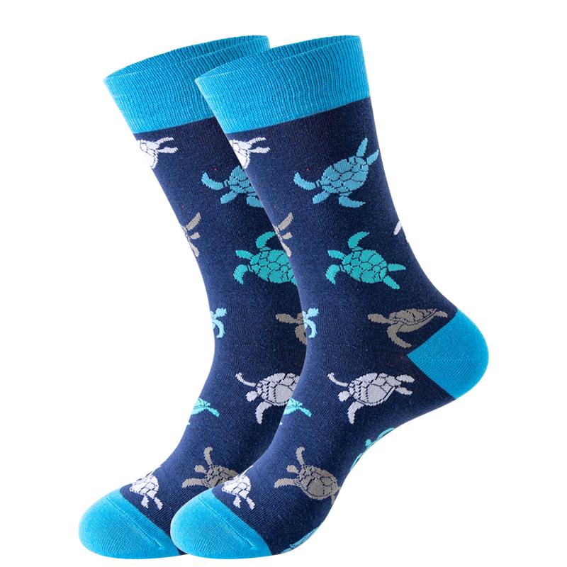 Новые модные мужские носки японские носки Harajuku Happy Cartoon Socks носки с морским коньком, крабом, креветкой, коралловыми носками, трендовые мужские чулки, забавные носки