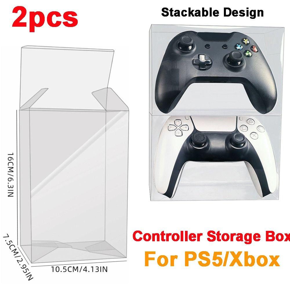 2pcs Stackable Design Controller Storage Box Universal Fit Handle Display Box for PS5/Xbox