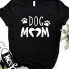 Женская футболка с принтом Dog Mom PAW Футболка женская с коротким рукавом и круглым вырезом Свободная футболка женская повседневная футболка одежда топы
