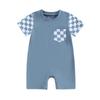 Baby Summer Romper Plaid Print Patchwork Short Sleeve Newborn Jumpsuit for Toddler Boy Girls Cute Clothes