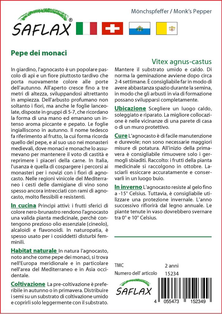 SAFLAX Garden in the Bag - Monk's Pepper - 30 семян - С субстратом в подходящем пакете - Vitex agnus-castus