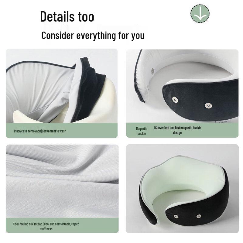 KaShicong Portable Memory Foam U-shaped Neck Pillow with Magnetic Buckle