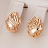 1 Pair Rose Gold Color Simple Hollow Leaf Clip On Earrings for Women Vintage Ethnic Drop Earrings Bridal Jewelry
