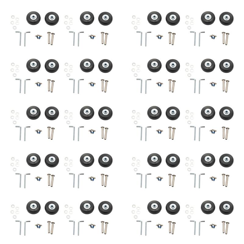40Set 45X19mm Luggage Suitcase / Inline Outdoor Skate Replacement Wheels Black