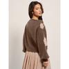 Women S Loose Round Neck Long Sleeve Knit Sweater Lazy Floral Pattern