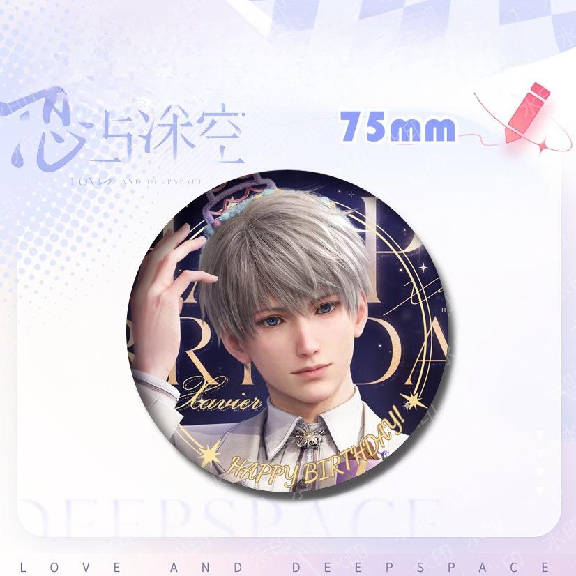 Love and Deepspace Sylus Rafayel Zayne Xavier Anime Cosplay 75MM Shiny Badge Emblem Brooch Pin Backpack Decor Game Fans Gift New