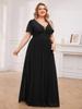 Ever-Pretty Women's Plus Size See-Through Deep V-Neck Short Ruffles Sleeves Glittery Evening Dresses