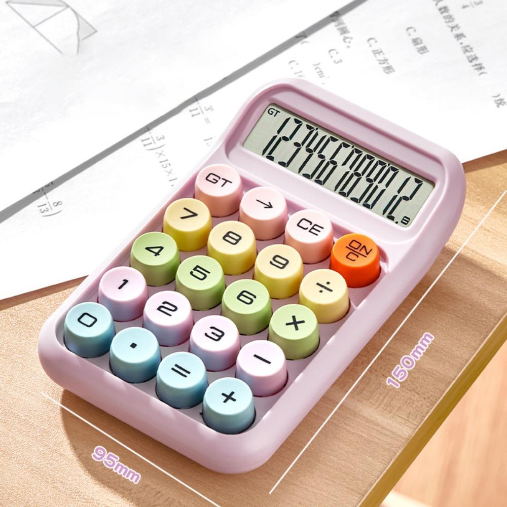 12 Digits Candy Color Calculator Anti-slip Pad Mechanical Keyboard Arithmetic Calculator Durable Large Screen