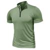 Men’s Sports T-shirt Quick Drying Short Sleeves Solid Shirts Stand Collar Zipper Pullovers Spring Summer Fitness Wear High Elasticity Shirts