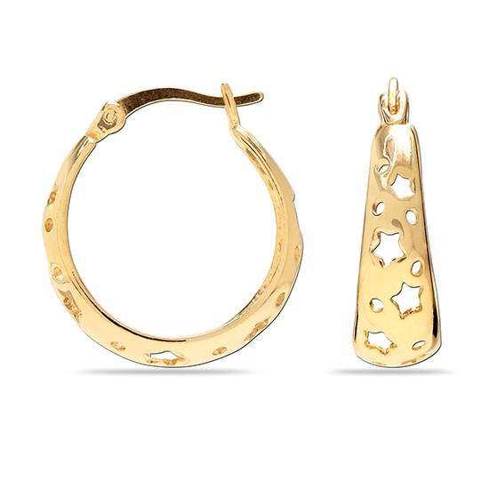 LeCalla Ювелирные изделия из стерлингового серебра S925, позолоченные филигранные серьги-кольца в форме звезды для девушек-подростков 20 мм