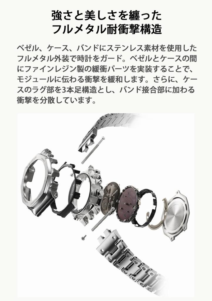 Casio G-Shock Watch (Official Japanese Product) Full Metal Chronograph with Bluetooth and Tough Solar, GMC-B2100D-1AJF, Men's, Silver