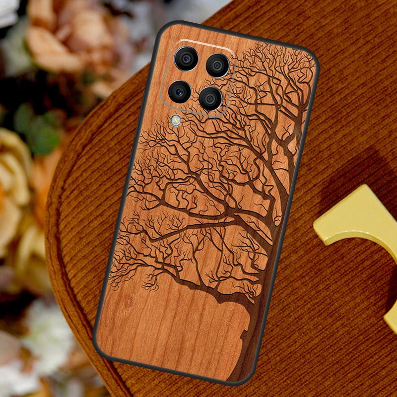 Tree Flower Bamboo Wood For Samsung Galaxy M32 M52 M12 M55 M15 M13 M23 M33 M53 M20 M21 M51 M34 M54 M30s M31s Case