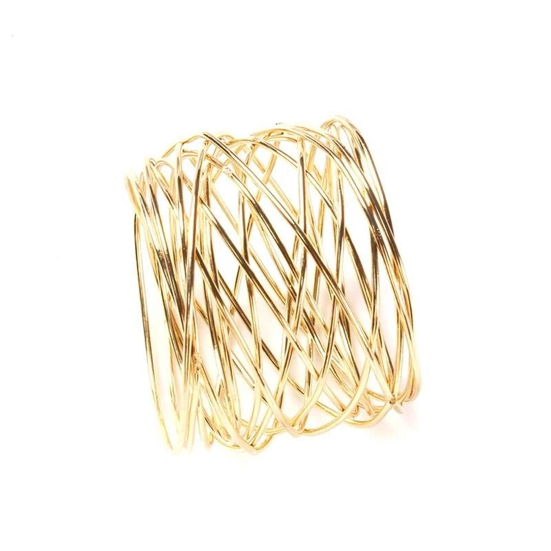 New Creative Mental Napkin Rings Art Circle Hollow Gold Round Western Handcrafted Home Weddings Table Decoration Napkin Rings