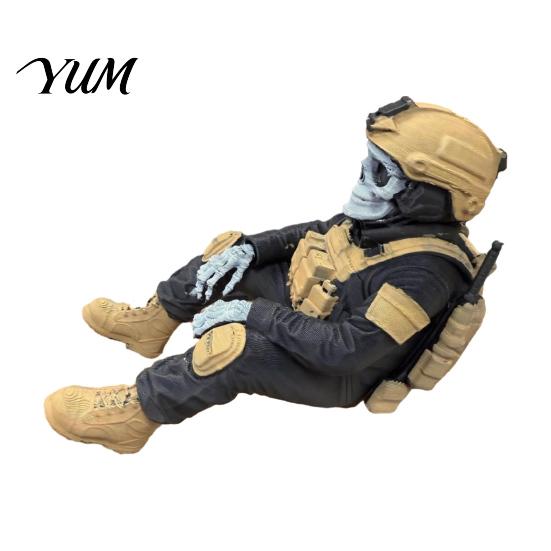 Veteran Retirement Gift Skeleton Hero Shelf Sitter Ornament, 3D Printed Soldier Figurine, Warrior Tribute Collectible Gothic Tactical Sitting