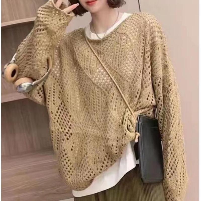 Женский летний ажурный однотонный повседневный халат с защитой от солнца