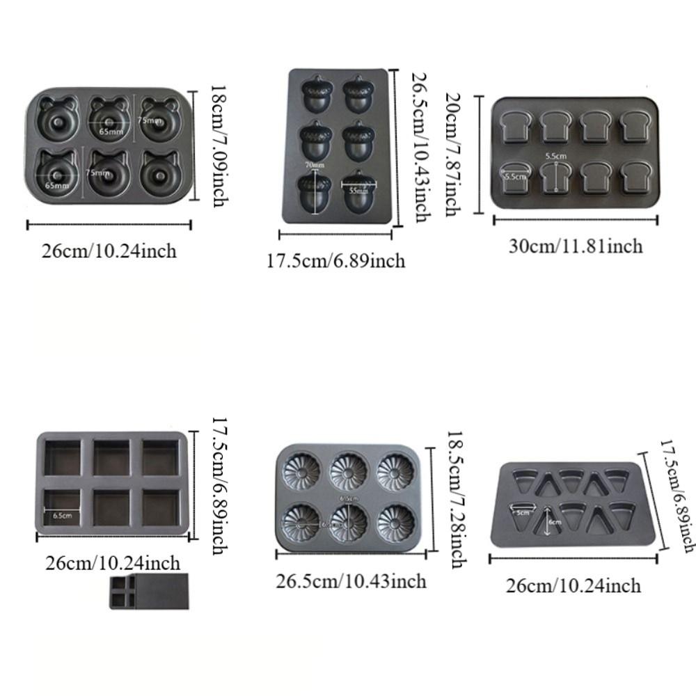 6/8 Cavity Madeleine Cake Baking Pan Carbon Steel Japanese Style Bread Baking Mold Thickened Nonstick Dessert Baking Tray