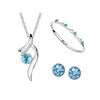 Bridal Jewelry Set Silver Plated Rhinestone Inlaid Necklace Earrings Bracelet