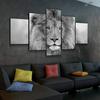 Black White King Lion Portrait Canvas Wall Art Print Poster Home Decor HD Print No Framed 5 Pieces 5 Panel Pictures Paintings No Frame