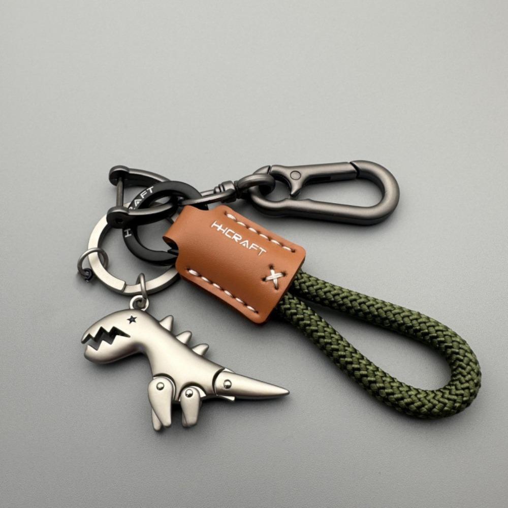 Cartoon Dinosaur Pendant Animals Bag Hanging Accessories Leather Rope Car Keychain Car Accessory