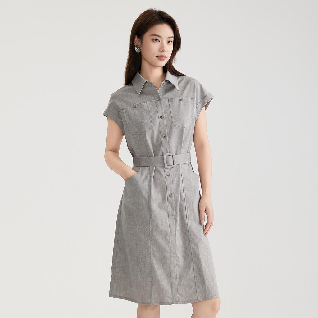 Loose Workwear Style Short-Sleeved Dress for Women