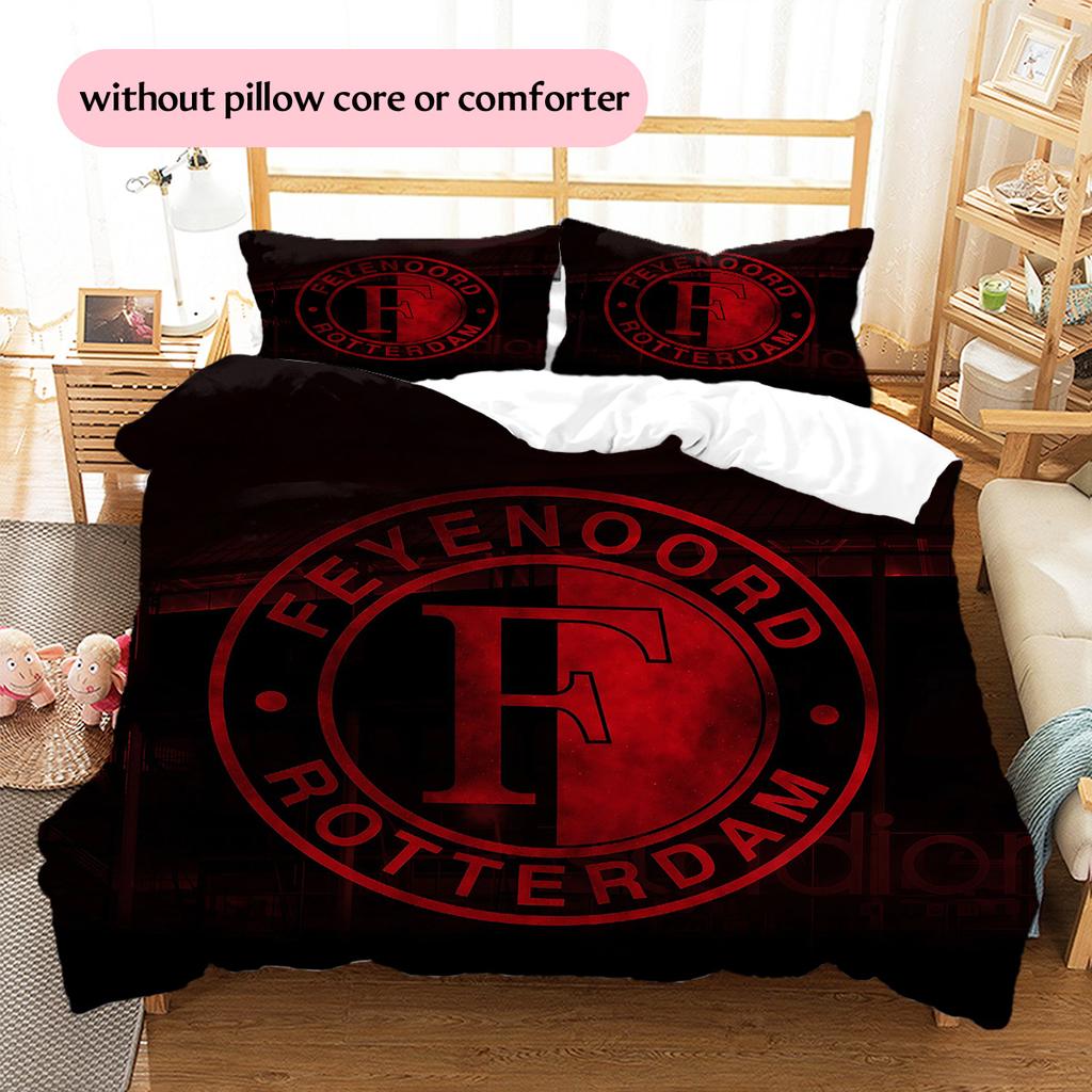 Feyenoord Rotterdam Pattern Bedding Quilt Set  Home Decoration  Gift (1 * duvet cover + 2 * pillowcase  without core)