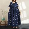 Новое хлопковое винтажное платье с цветочным принтом больших размеров с коротким рукавом для женщин, повседневное свободное длинное летнее платье