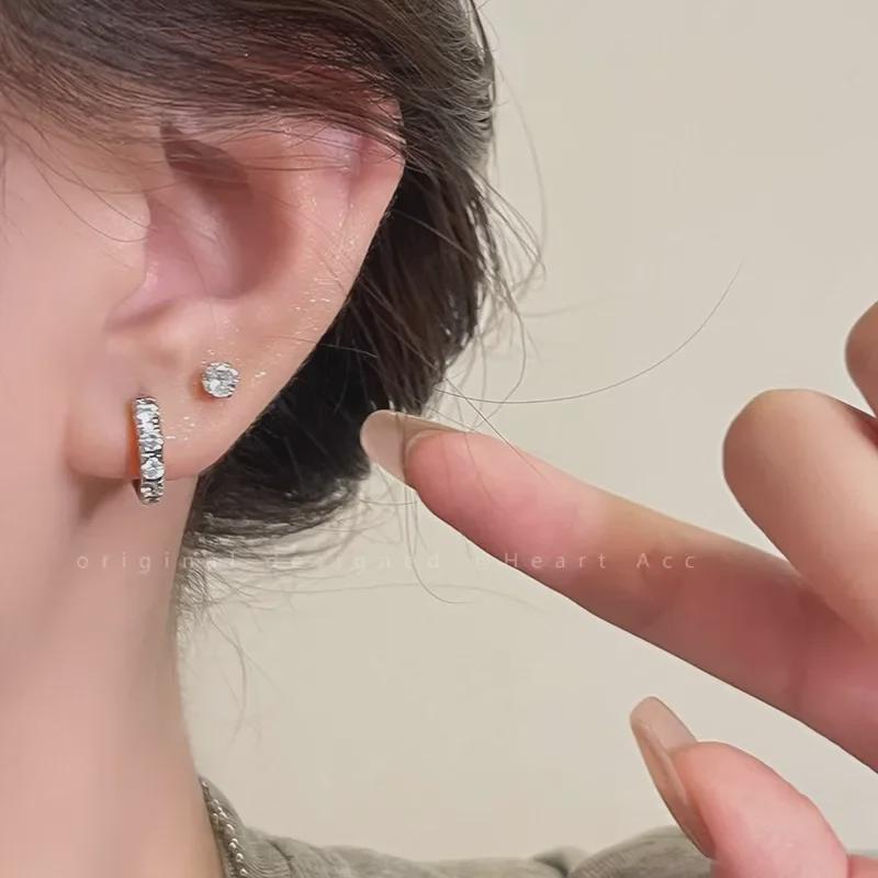 2025 Изысканные двойные серьги-кольца: Легкая пряжка класса люкс с кругом