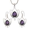 Комплект аметистовых подвесок, серьги для девочек, ожерелье из стерлингового серебра