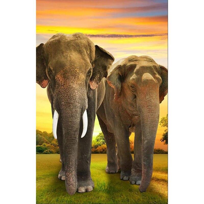 DIY Elephant 5D Diamond Painting Full Round Drill Rhinestone Animal Diamond Embroidery Cross Stitch Mosaic Kits Wall Art Decor