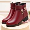 Модные женские ботинки из мягкой кожи на толстом каблуке 2024 года, весна-зима, толстая шерстяная подкладка, нескользящие, мягкие, однотонные, зимние, ботильоны