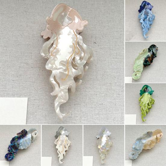 Женская заколка для волос Серия Океан Дельфины Киты Форма Ацетатная заколка для волос Большой размер Заколка для волос на затылок