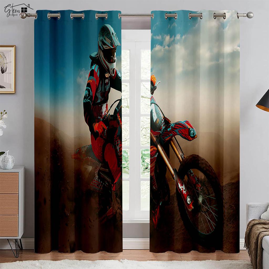 3D-печать Крутые шторы с изображением мотоцикла Ретро Мотоцикл Индустриальный стиль Спальня Гостиная Балкон Автомобильная линия Декоративные шторы
