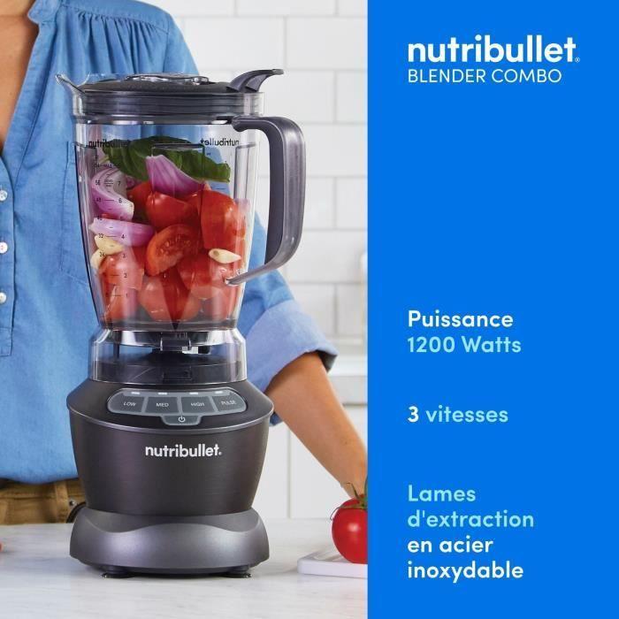 Blender - NUTRIBULLET Combo - NBF500DG - 1200 Watt - Pitcher 1.65L - 2 Cups and 2 Travel Lids Included - Black - BPA-free
