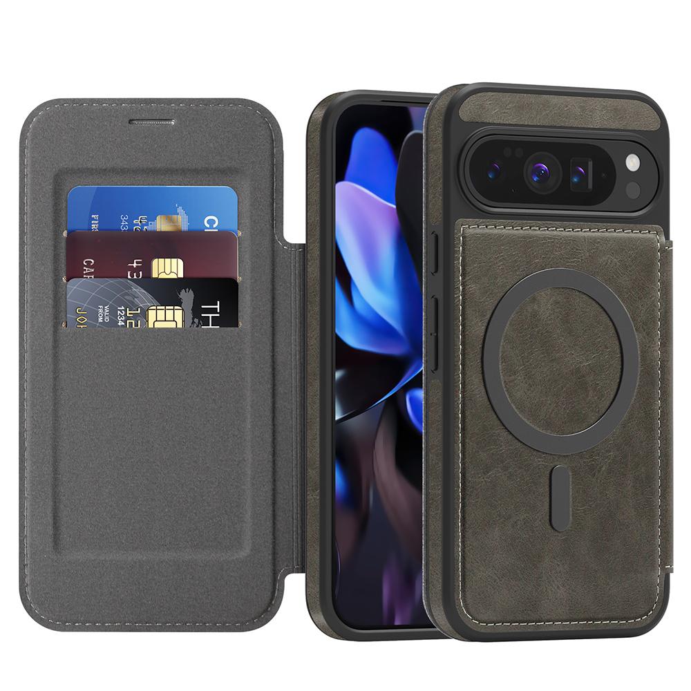Magnetic Leather Flip Case For Google Pixel 10 10Pro XL 9 9A 9Pro XL 8 Pro for Magsafe Charging Cover Cards Slot Phone Bumper