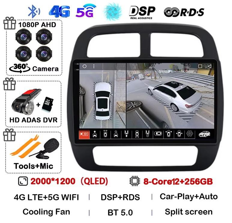 Android 14 Auto Carplay для Renault KWID K-ZE Dacia Spring 2015 2016 2017 2018 2019 Автомобильный мультимедийный проигрыватель GPS Радио DSP Stereo