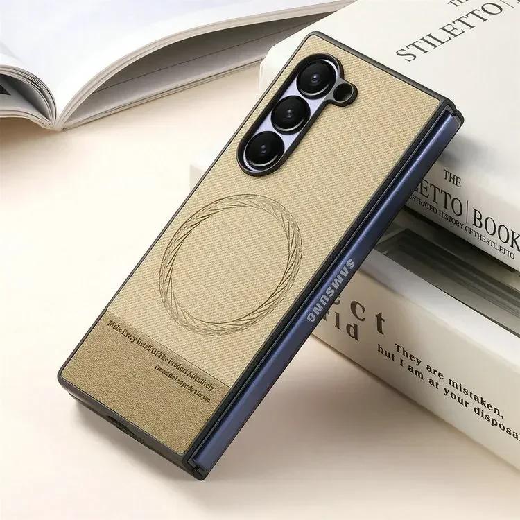 Деловой магнитный кожаный чехол однотонный для Samsung Galaxy Z Fold 8 7 6 5 4 3 для Magsafe Беспроводная зарядка Ударопрочный чехол