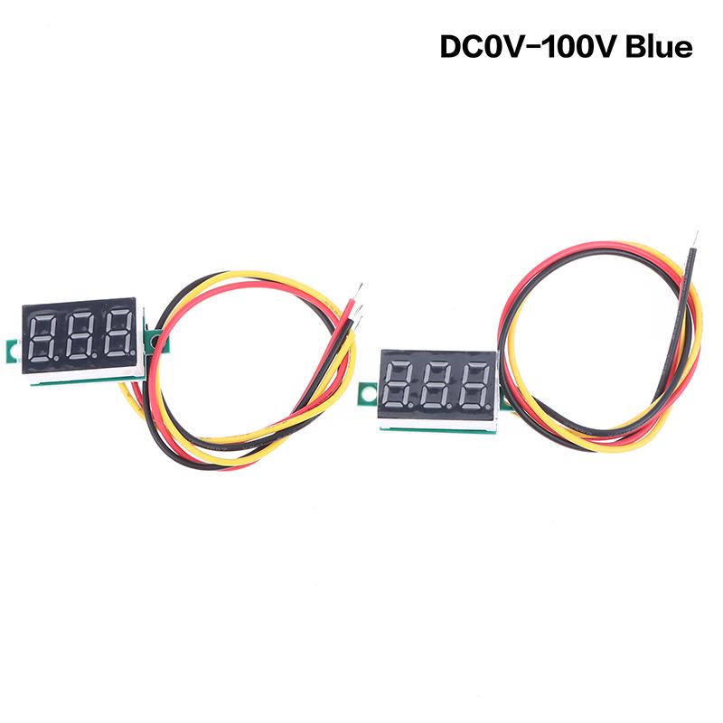 Latest 2PCS DC 0-100V LED Digital Voltmeter 0.36" Red Green Blue Voltage Detector For Car 12V Mobile Power