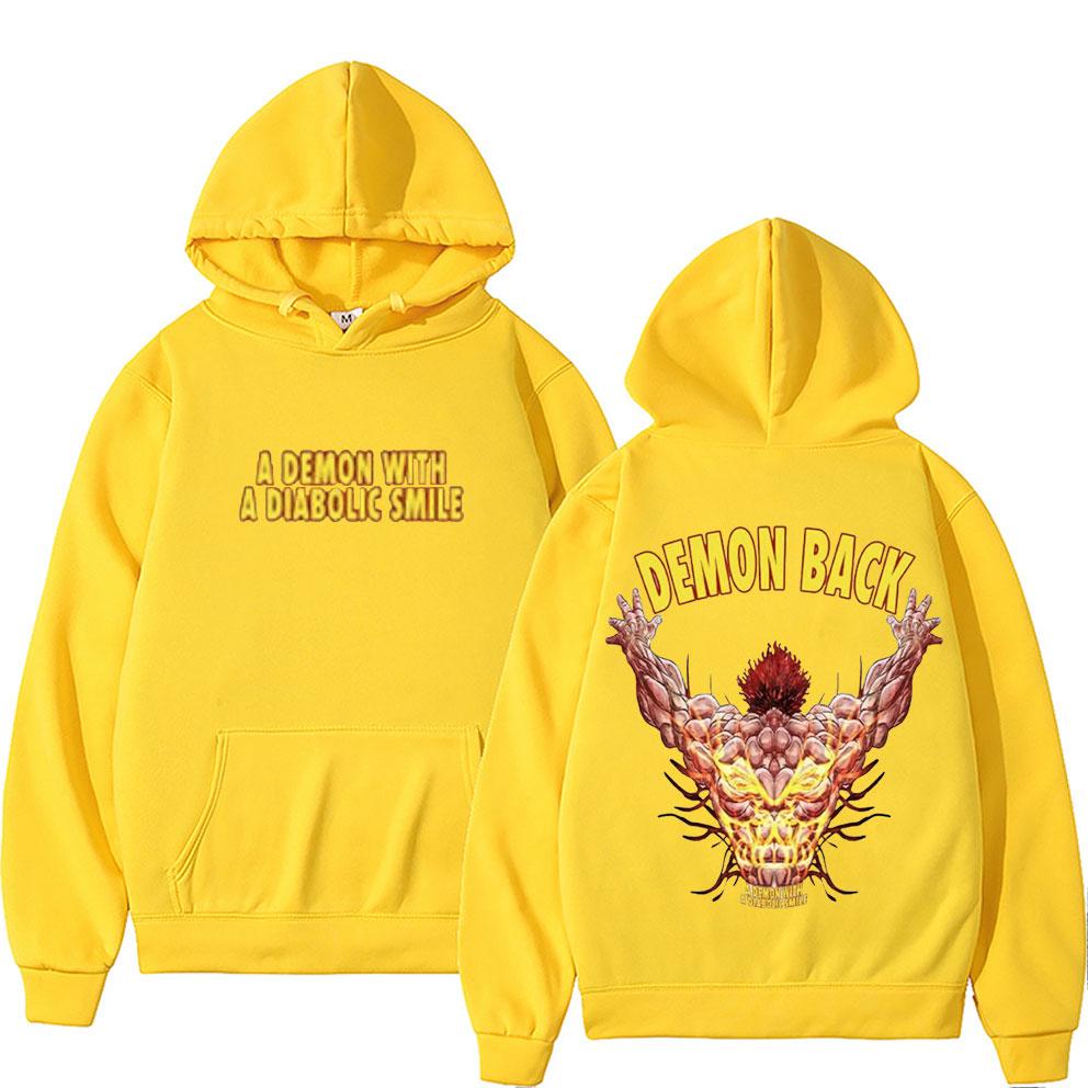 Толстовка с капюшоном с принтом на спине японского аниме «Баки демон»