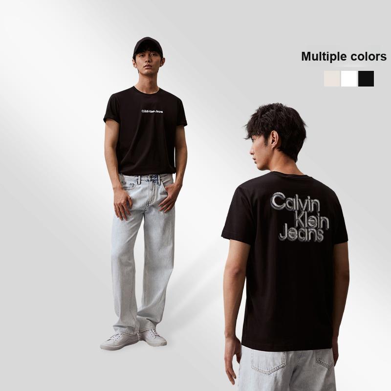 Calvin Klein Футболка свободного кроя с круглым вырезом и логотипом, унисекс, топы, черный цвет J400316-BEH
