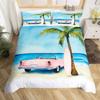 Kids Surfboard Duvet Cover Twin Queen Hawaii Ocean Surfing Bedding Set Boys Teens Men Sea Coastal Flower Decor Comforter Cover