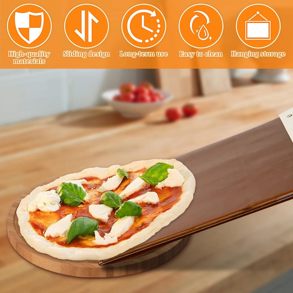 Sliding Pizza Spatula Food Pizza Tray Pizza Board Shovel for Home Kitchen Oven Baking Tool Non-Stick Sliding Cake Dessert Trays
