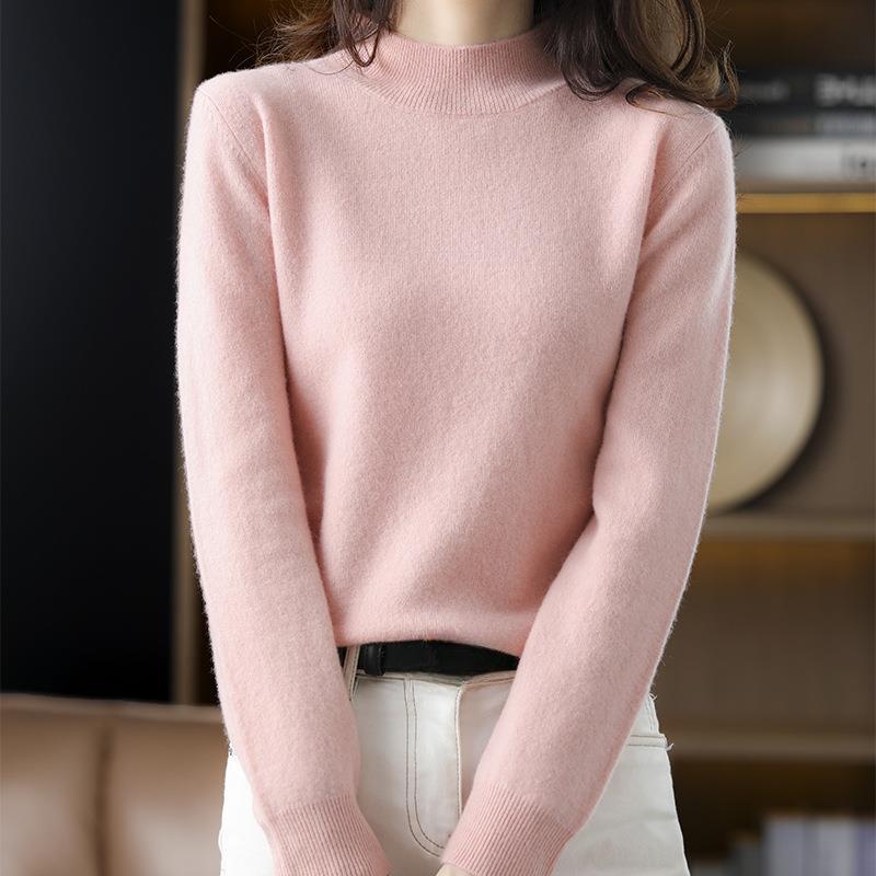 INDFS Женская мода Повседневный Осень Зима Однотонный Принт Длинный Рукав Полуводолазка Свитера