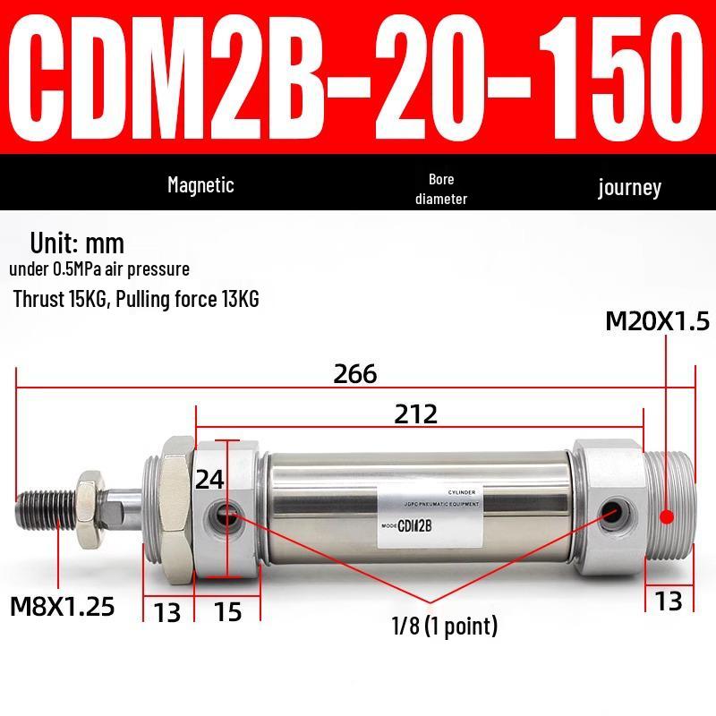Миниатюрный пневматический цилиндр из нержавеющей стали CDM2B20/25/32/40*100X25-50-75-125-200