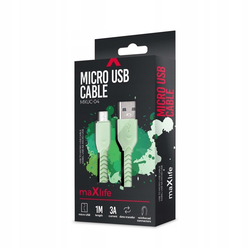 Maxlife USB - microUSB type B charging cable 1 m green 3A